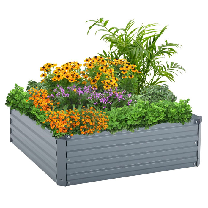 Arlmont & Co. Metal Raised Garden Bed Kit 3X3x1ft Outdoor Bottomless